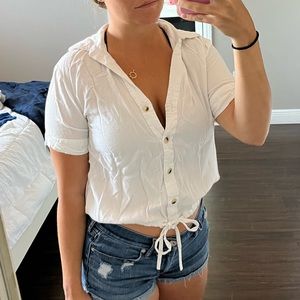 White Button Down Tie Top